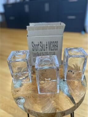 Set of 3 Clear Glass Pendant Light Shades - in boxes